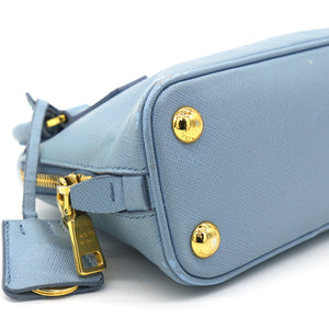 Blue Saffiano Lux Leather Mini Promenade Crossbody Bag