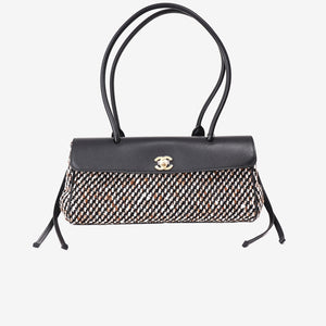 Chanel 26S Matthieu Blazy East-West Shopping Tote in Black Calfskin and Multicolour Tweed with Gold Hardware (Contact to Enquire)