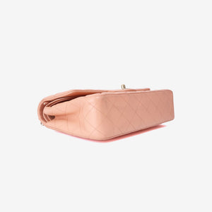 Chanel Classic Double Flap Medium Bag in Peach Lambskin Leather with Gold Hardware