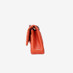 Chanel Jumbo Classic Flap Bag in Orange Lambskin Leather with Silver Hardware
