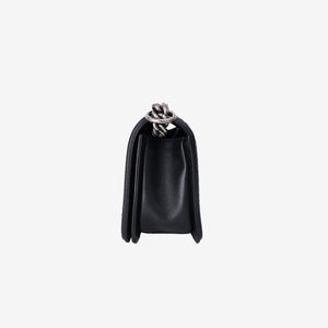 Chanel New Medium Boy Bag in Black Chevron Lambskin Leather with Silver Hardware