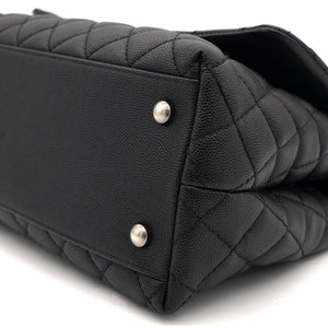 Black Caviar Leather Medium Coco Top Handle Bag