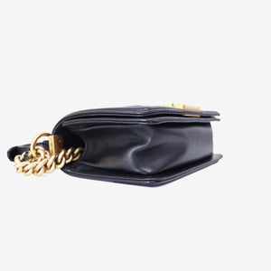 Chanel Boy Bag in Black Lambskin Leather with Gold Hardware