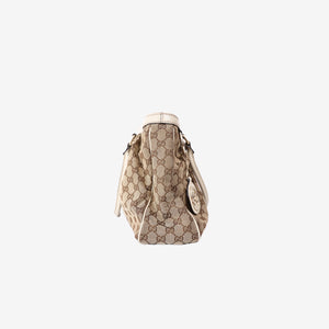 Gucci GG Canvas Sukey Tote Bag in Beige Brown GG Canvas with Gold Hardware