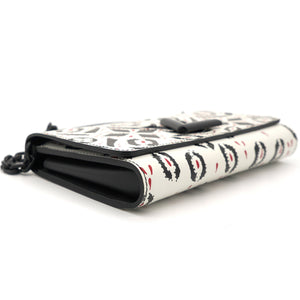 Graphic Print Leather Twist Wallet on Chain
