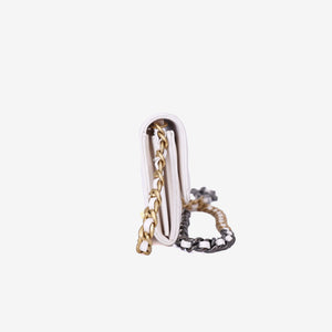 Chanel 19 Card Holder on Chain in White Lambskin Leather with Gold Hardware