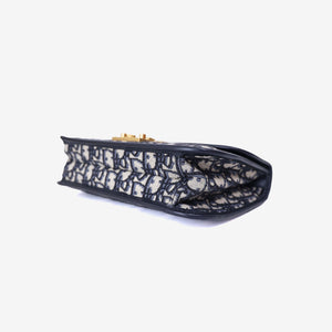 Dior Addict Flap Bag in Navy Blue Oblique Jacquard Canvas with Gold Hardware (Contact to Enquire)