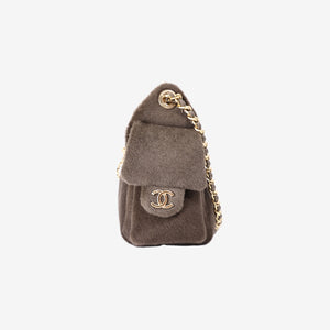 Chanel 26A Matthieu Blazy 25 Mini Hobo Bag in Khaki Pony Hair with Gold Hardware