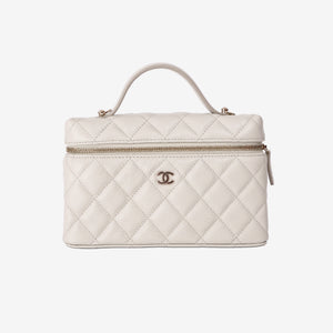Chanel LP Vanity Case in Light Grey Caviar Leather with Light Gold Hardware (Contact to Enquire)