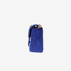 Gucci Chevron Bag in Blue Velvet with Gold Hardware (Contact to Enquire)