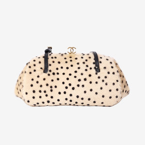 Chanel 26A Matthieu Blazy Clutch with Leather Strap in Beige Pony Hair with Gold Hardware (Contact to Enquire)