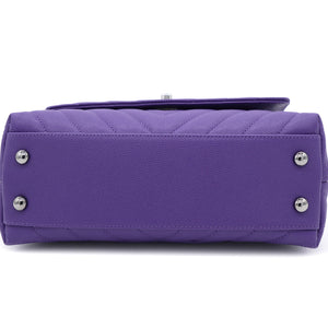 Purple Chevron Caviar Leather Mini Coco Top Handle Bag