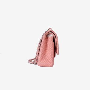 Chanel Classic Double Flap in Pink Python Leather with Silver Hardware