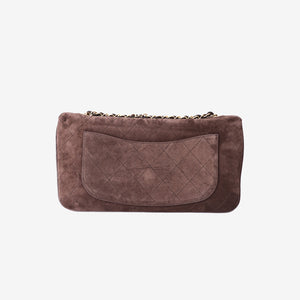 Chanel 26A Matthieu Blazy Maxi Flap Bag in Dark Brown Suede Calfskin Leather with Gold Hardware