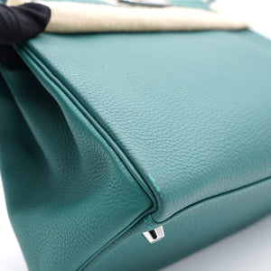 Kelly 28 Au Trot Malachite Turquoise + Black Handle Togo Palladium