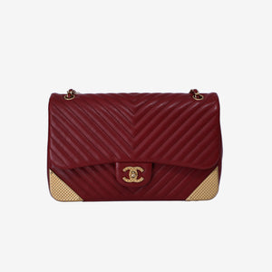 Chanel Rock the Corner Flap Bag in Red Quilted Calfskin Leather with Gold Hardware