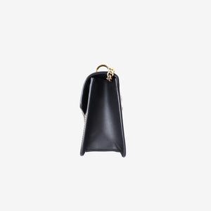Gucci Sylvie Small Chain Bag in Black Calfskin Leather with Gold Hardware
