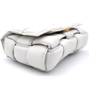 White Padded Leather Cassette Crossbody Bag
