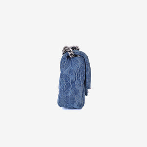 Chanel Heart Crush Mini Flap Bag in Blue Denim Leather with Silver Hardware