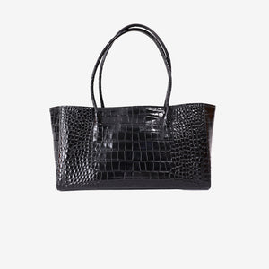 Chanel 26S Matthieu Blazy Crocodile-Embossed Shopping Tote in Black Calfskin with Gold Hardware (Contact to Enquire)