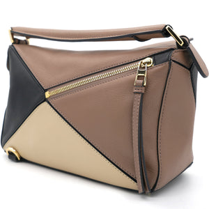 Tri-Colour Leather Small Puzzle Shoulder Bag