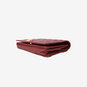 Chanel Boy Wallet on Chain in Burgundy Caviar Leather with Gold Hardware