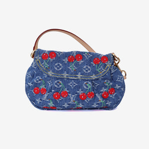 Louis Vuitton x Takashi Murakami Sunset Bag in Monogram Denim Cerises with Gold Hardware (Contact to Enquire)