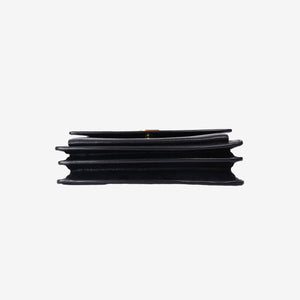 Saint Laurent Sunset Bag in Black Calfskin Leather with Gold Hardware