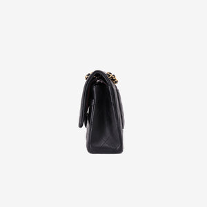 Chanel Classic Flap Bag Medium in Black Lambskin with Gold Hardware