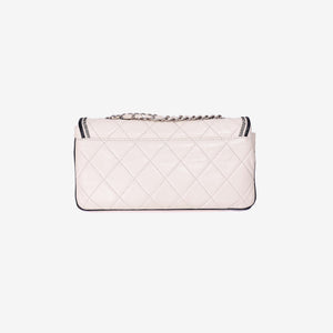 Chanel 2.55 East West Flap Bag in White Lambskin Leather (Contact to Enquire)