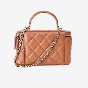 Chanel Vanity Case in Brown Lambskin with Gold Hardware (Contact to Enquire)