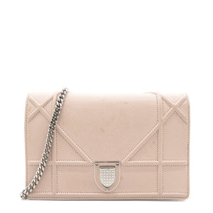 Light Pink Leather Diorama Wallet on Chain