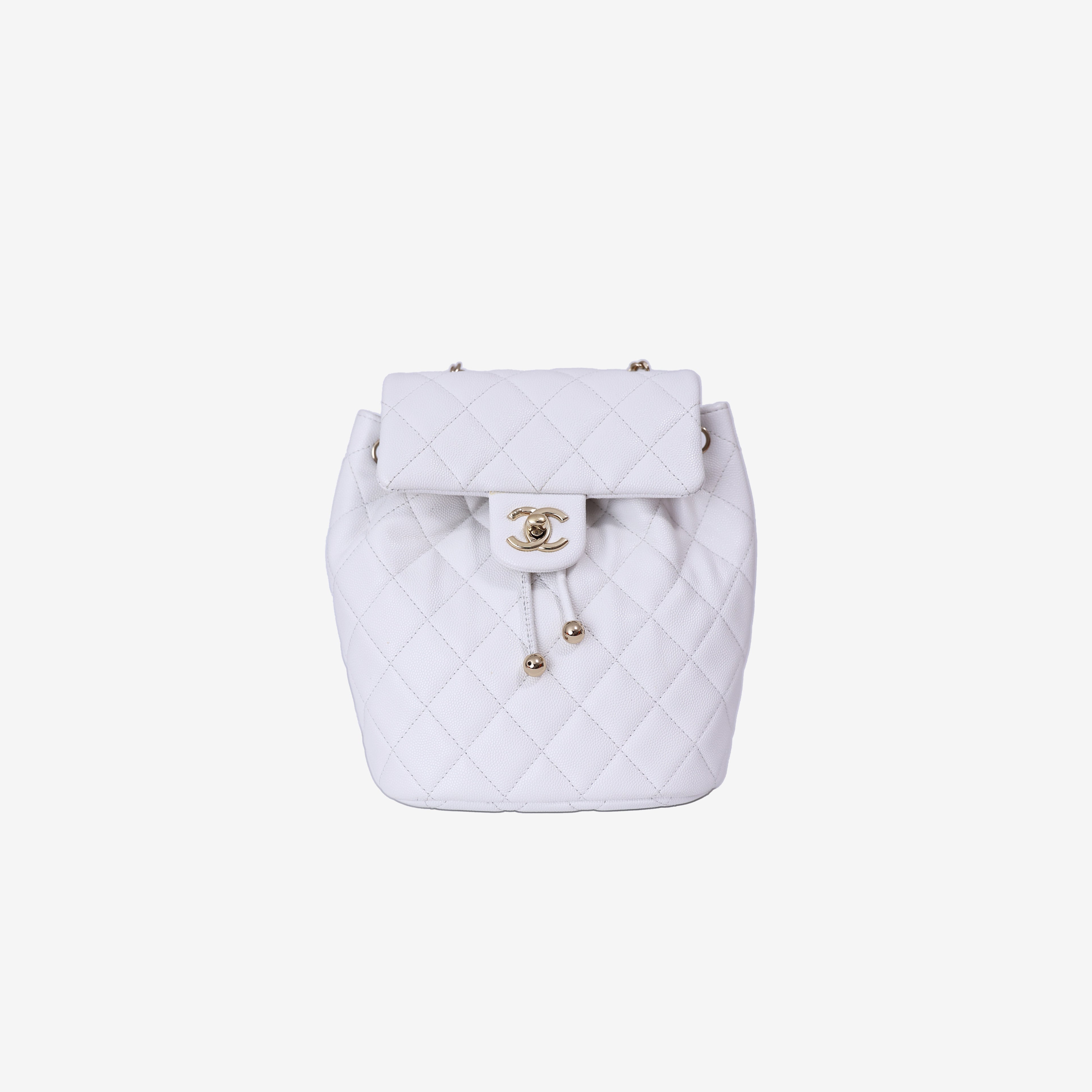 Chanel Urban Spirit Mini Backpack in White Caviar Leather with Silver Hardware