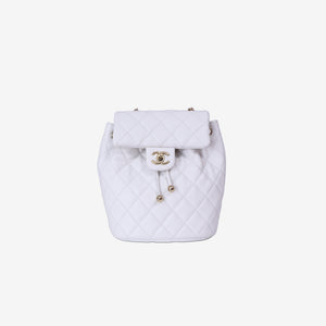 Chanel Urban Spirit Mini Backpack in White Caviar Leather with Silver Hardware