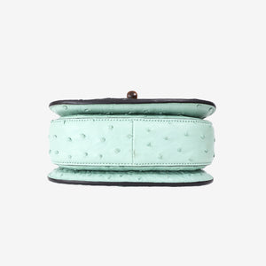 Gucci Bamboo 1947 Mini Bag in Green Ostrich Leather with Gold Hardware