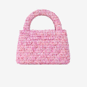 Chanel Small Kelly Nano Shopper in Pink Tweed Leather with Gold Hardware