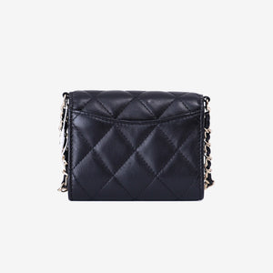 Chanel Wallet on Pearl Chain Card Holder in Black Lambskin Leather with Gold Hardware (Contact to Enquire)