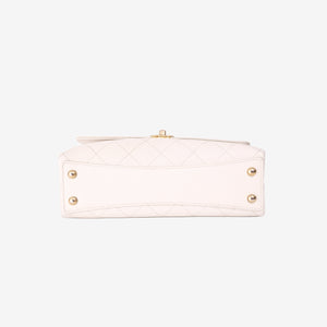 Chanel Small Stitched Flap Bag in White Grained Calfskin with Gold Hardware