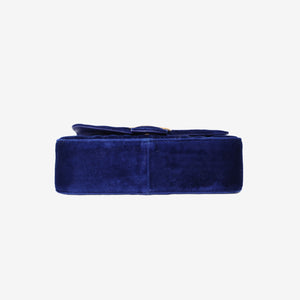 Gucci Chevron Bag in Blue Velvet with Gold Hardware (Contact to Enquire)