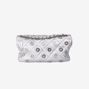 *RARE* Chanel Paris-Dubai Medals Flap Bag in Silver Lambskin Leather with Silver Hardware