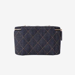 Chanel Classic Vanity with Chain in Dark Blue Denim with Silver Hardware