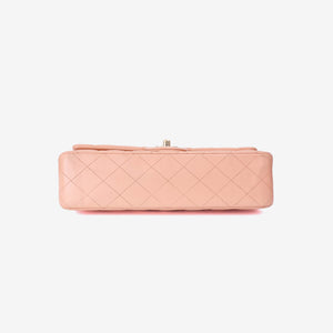 Chanel Classic Double Flap Medium Bag in Peach Lambskin Leather with Gold Hardware