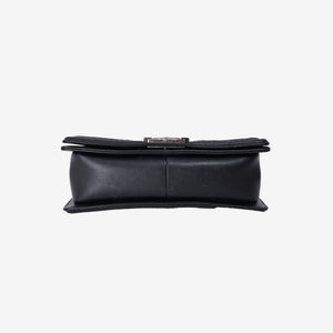 Chanel New Medium Boy Bag in Black Chevron Lambskin Leather with Silver Hardware