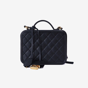 Chanel Filigree Mini Vanity Case in Noir Calfskin Leather with Gold Hardware (Contact to Enquire)