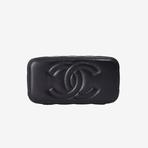 Chanel Small Vanity Case with Top Handle in Black Lambskin Leather with Gold Hardware