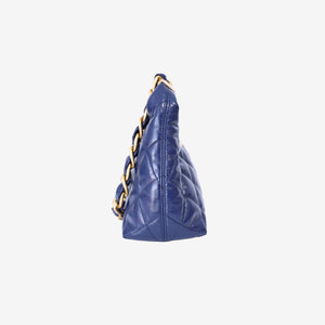 Chanel Wild Stitch Hobo Bag in Blue Shiny Lambskin Leather with Gold Hardware