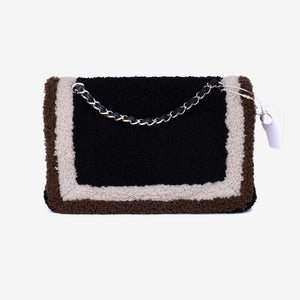 Chanel Classic Medium Double Flap Bag in Tri-Color Shearling with Silver Hardware