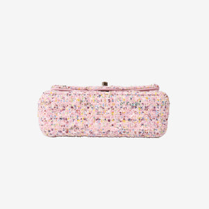 Chanel Mini Classic Rectangular Flap Bag in Pink Multicolour Tweed with Gold Hardware