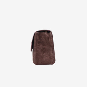 Chanel 26A Matthieu Blazy Maxi Flap Bag in Dark Brown Suede Calfskin Leather with Gold Hardware