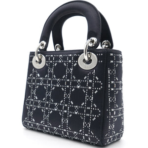 Satin Crystal Cannage Mini Lady Dior Black
